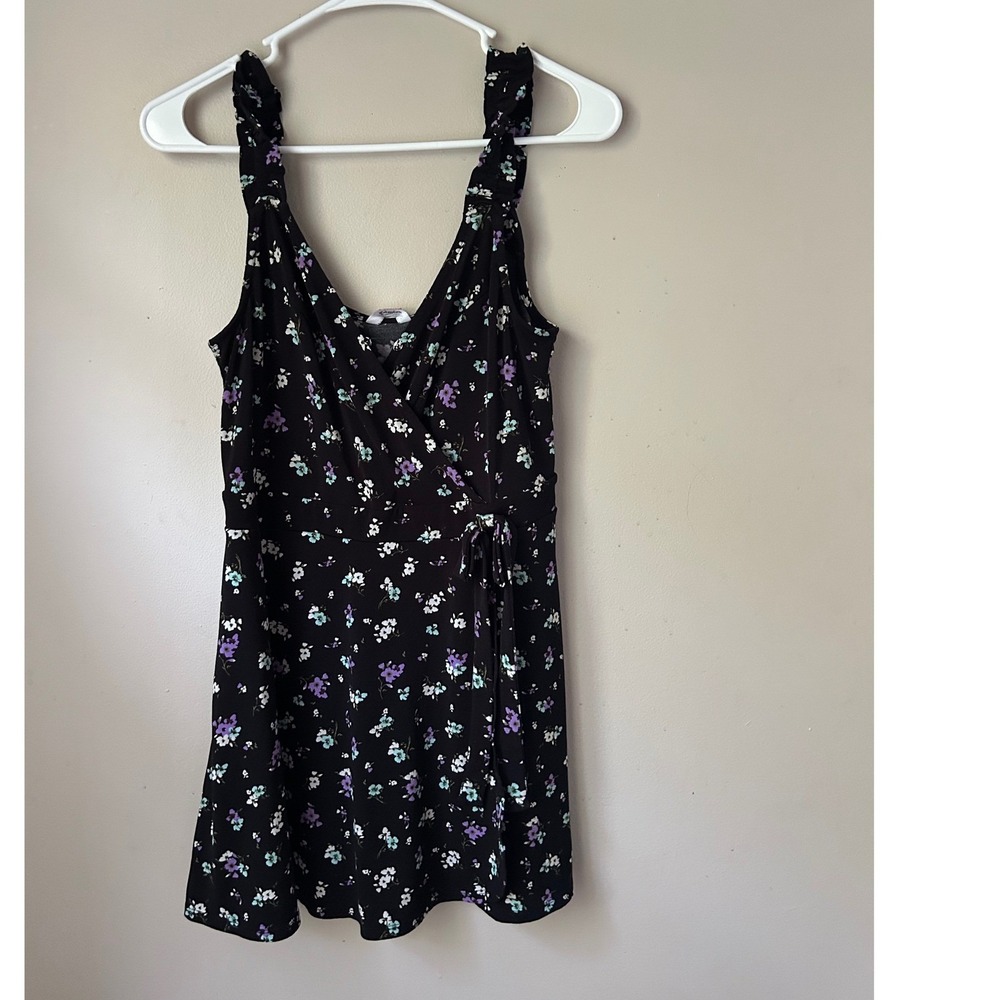 CANDIES Y2K‎ Floral Dress  Black Purple White Mini Sundress Casual Summer Spring